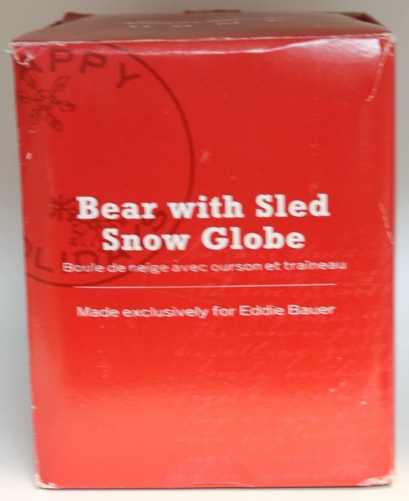 Eddie Bauer Snow Globe Bear with Sled 5" Tall