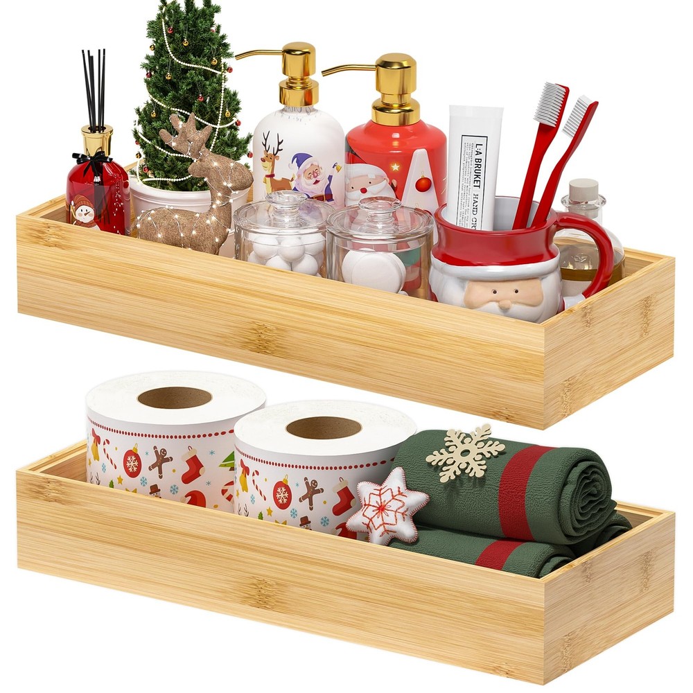 Greatseas Kitchen Drawer Organizer Bins, Stackable 15 x 6 x 2.5 Inch, Bamboo