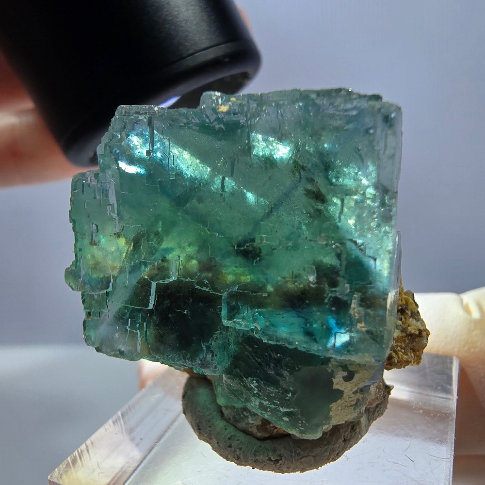 Clear Phantom Fluorite Cube parquetted, green Okorusu, Namibia 27*25*18mm