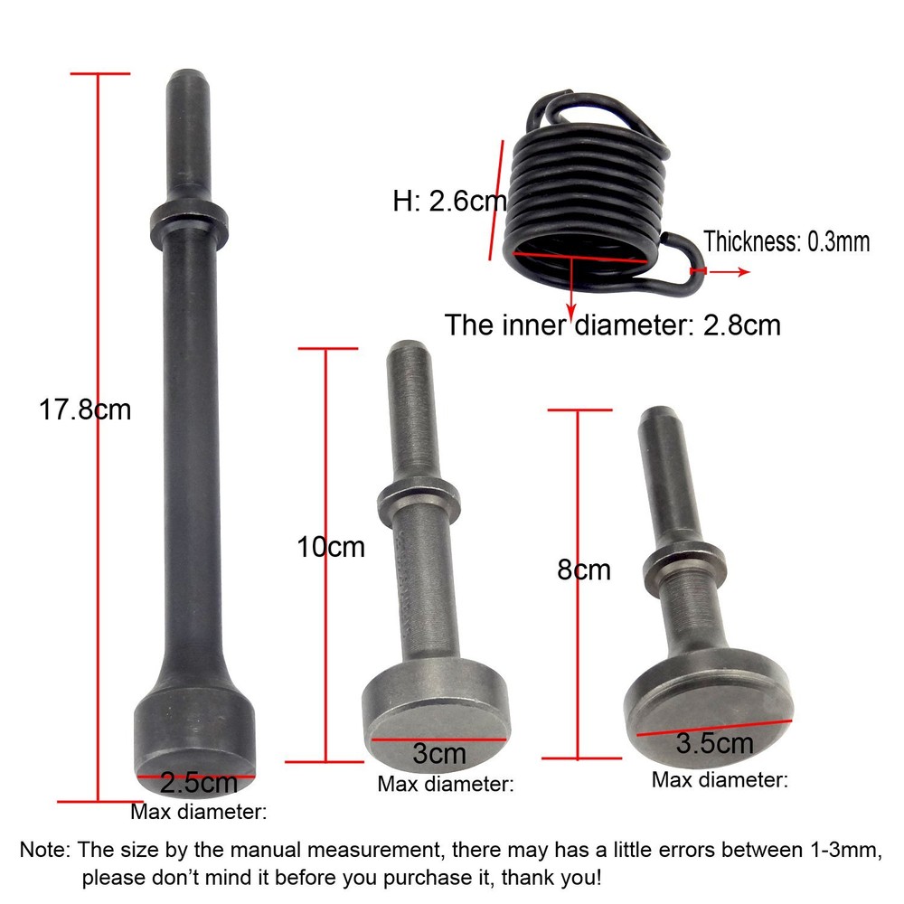 3Pcs Smoothing Pneumatic Air Hammer Pneumatic Chisel Bit Set Spring Tire Rep...