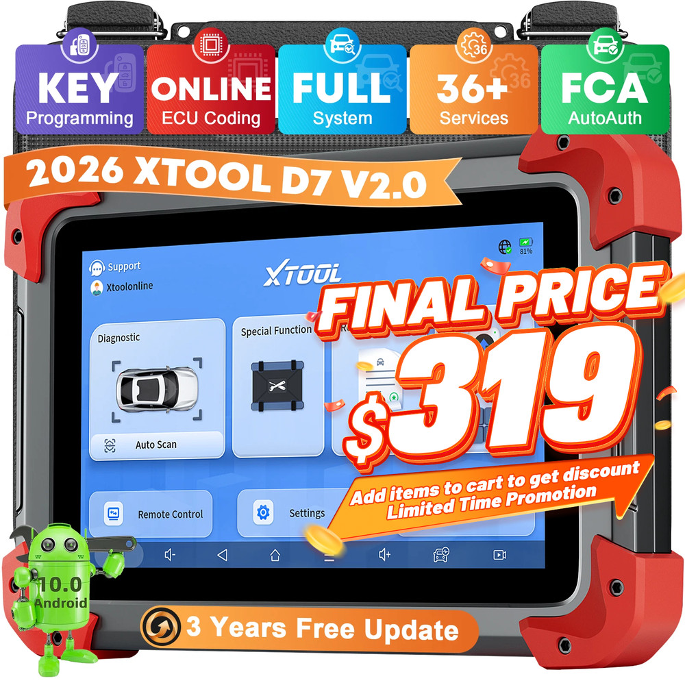 2026 XTOOL D7 V2.0 Full System Bidirectional OBD2 Scanner E.CU Coding CAN FD FCA