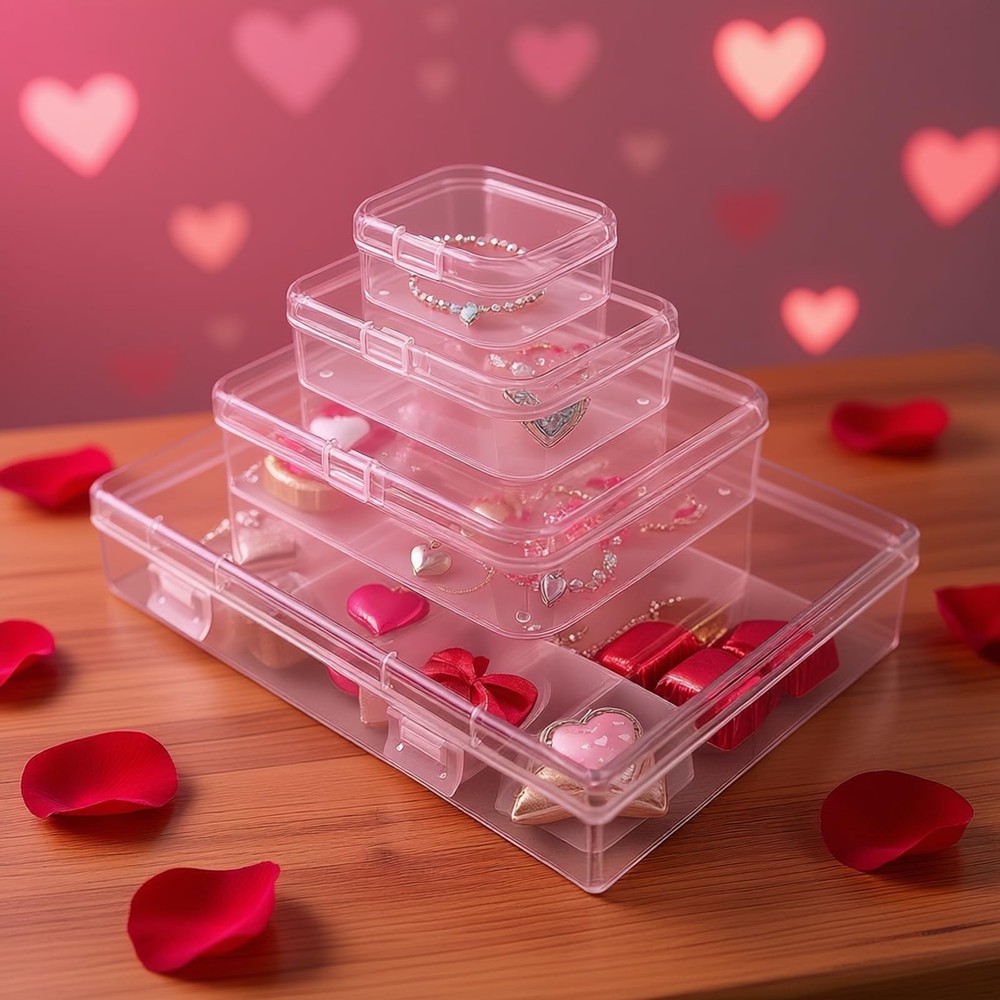 Goodma 24 Pieces Mixed Sizes Rectangular Empty Mini Clear Plastic Organizer S...