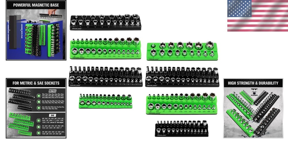 Magnetic Socket Organizer 8PCS Set - Durable Storage Trays