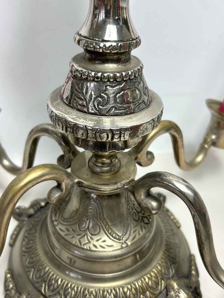 Antique Silver Plated Candelabra - 5 Arm Gothic Table Centrepiece