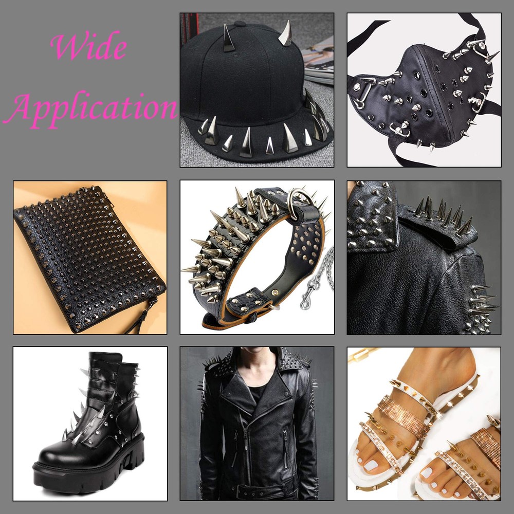 135 Sets Mixed Shape Spikes and Studs Assorted Sizes Spike Studs for Clothing...