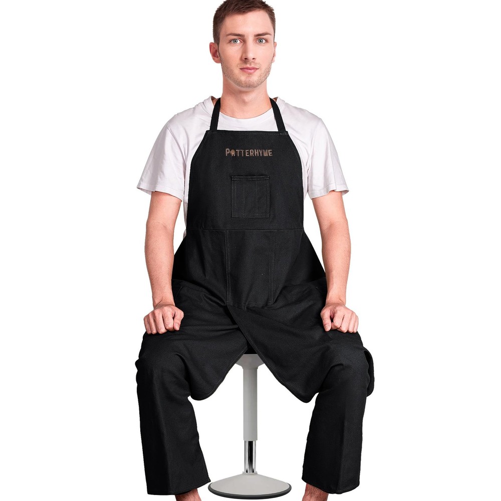 Full Coverage Pottery Apron Split Leg - 100% Cotton Canvas Potter's & Ceramic...