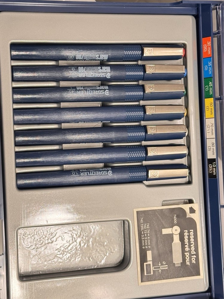 *INCOMPLETE* Staedtler Marsmatic 700 Technical Drafting Drawing Pen Set (7)
