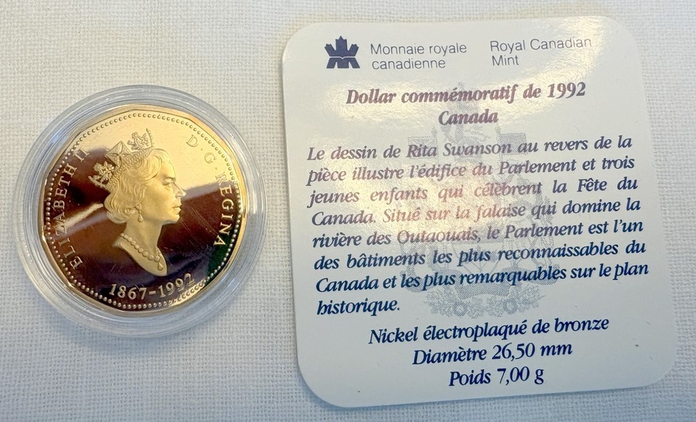 1992 Canadian Confederation Anniversary Commemorative Dollar Coin