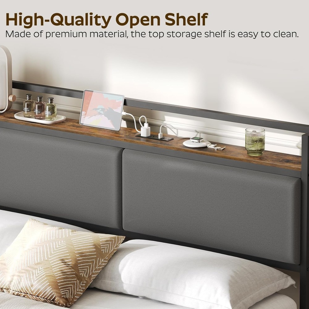 King Size Headboard, Upholstered Head Board with Charging Station, Headboard wit