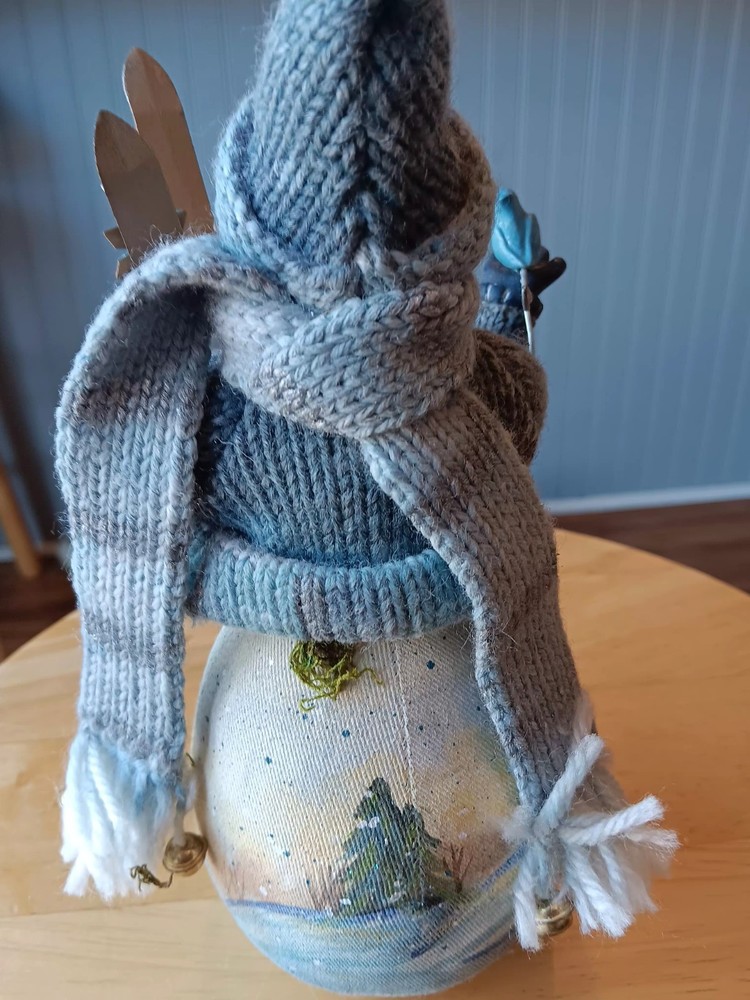 Fabric Mache Sking Snowman