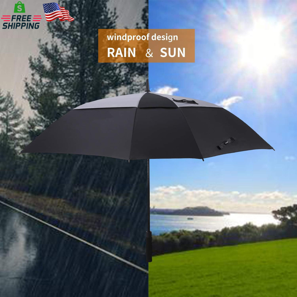 Square Golf Umbrella 62 Inch Large Size with Windproof Vented Automatic Stick St