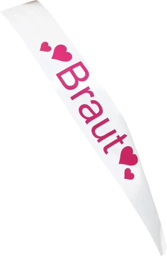 White with Pink Lettering Braut Sash