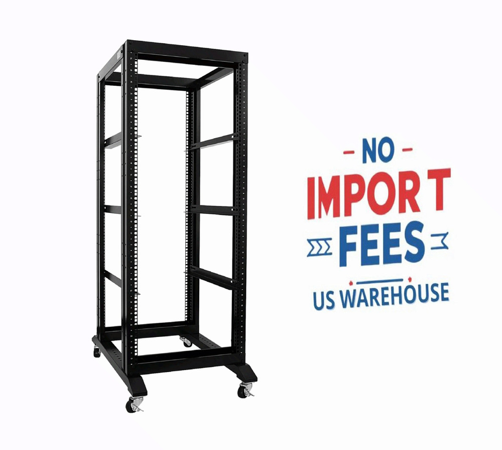 7FT 42U Open Frame Server Network Rack 17" Deep 600MM 4 Post 3 paris L rails