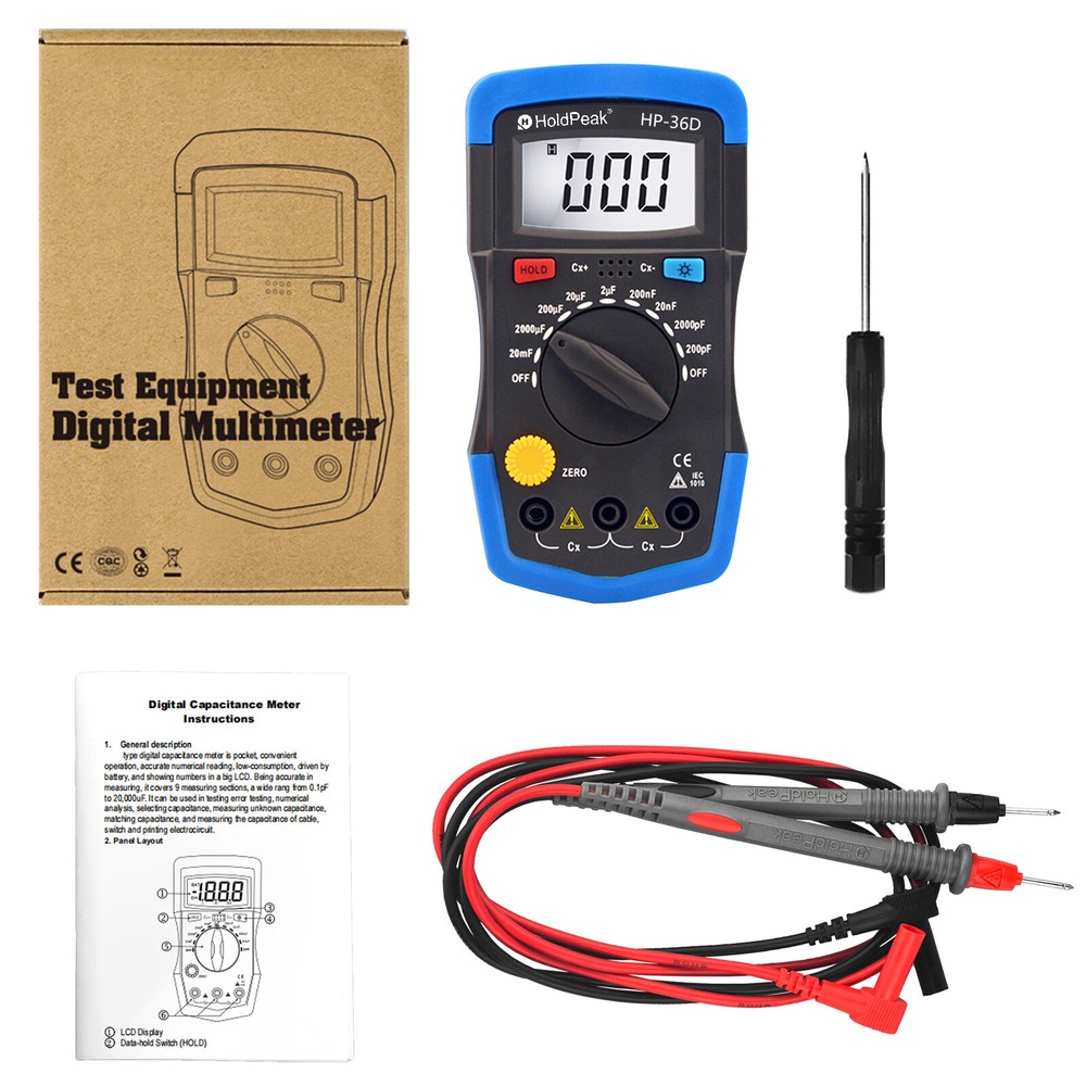 Capacitor Tester Kit 1999 Counts Digital Capacitance Meter BackLight 20000uF