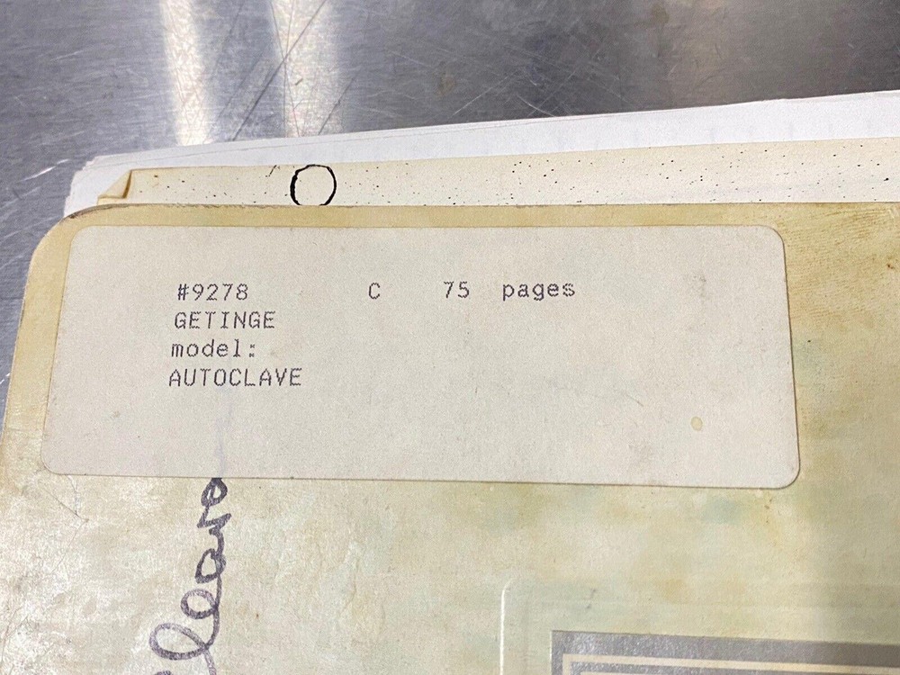 Getinge Autoclave - Users Guide / Instruction Book / Manual