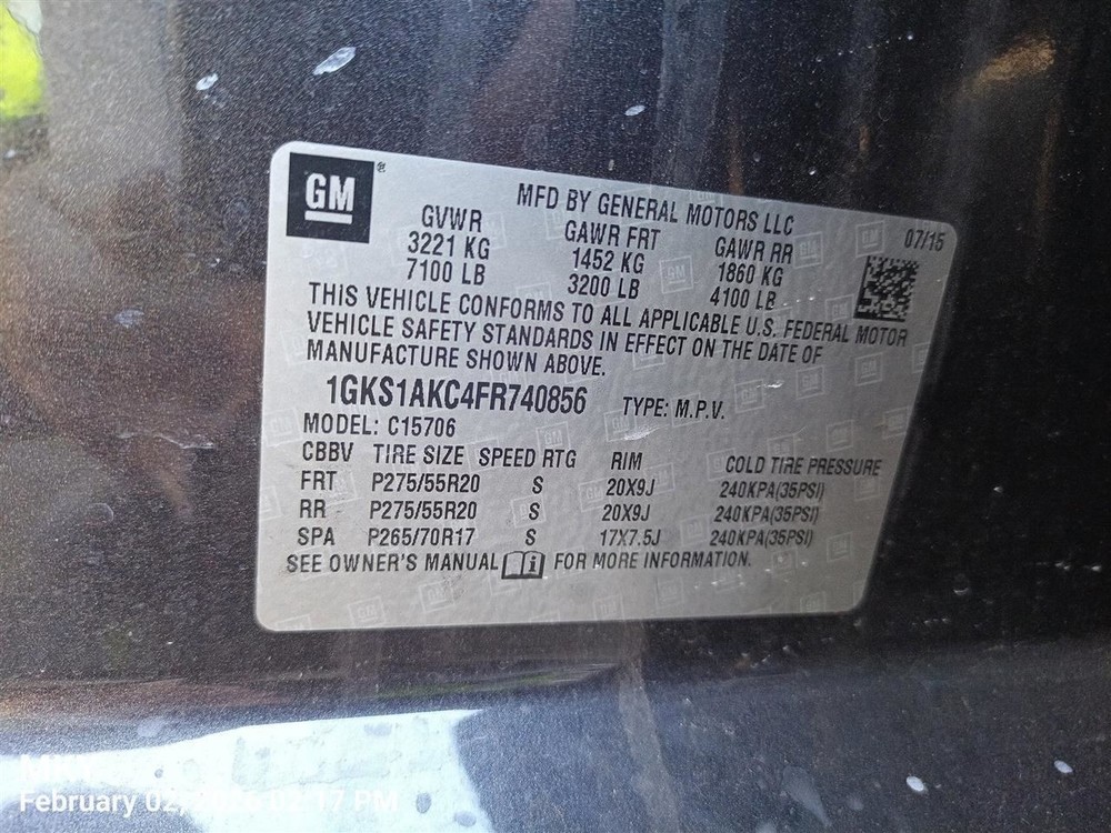 CONTROL PANEL OEM 2015 GMC YUKON 1YR WRNTY
