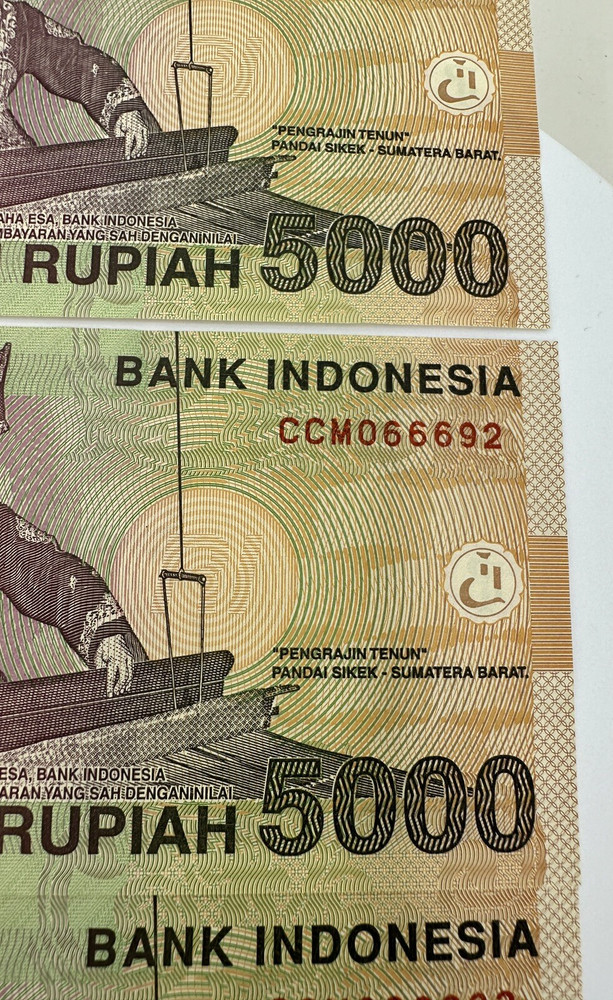 2001 Indonesia 5000 Rupiah p142a 4pc sequential UNC