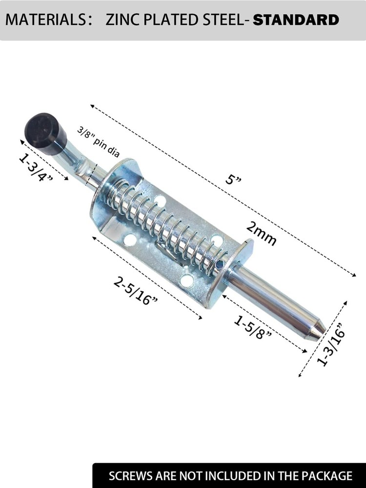 2PCS Spring Loaded Latch Pin 5in Stainless Barrel Bolt Lock for Gate Shed