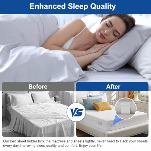 Bed Sheet Holders for Corners, Fitted Sheet Holders Keep Sheets Firm & White