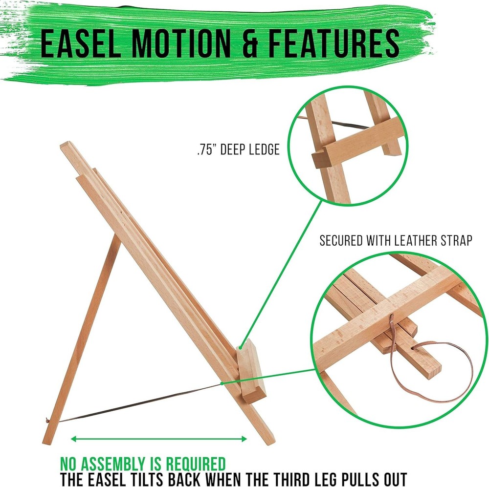 Versatile 14" Beechwood Display Easel - Lightweight Tabletop Stand for Art