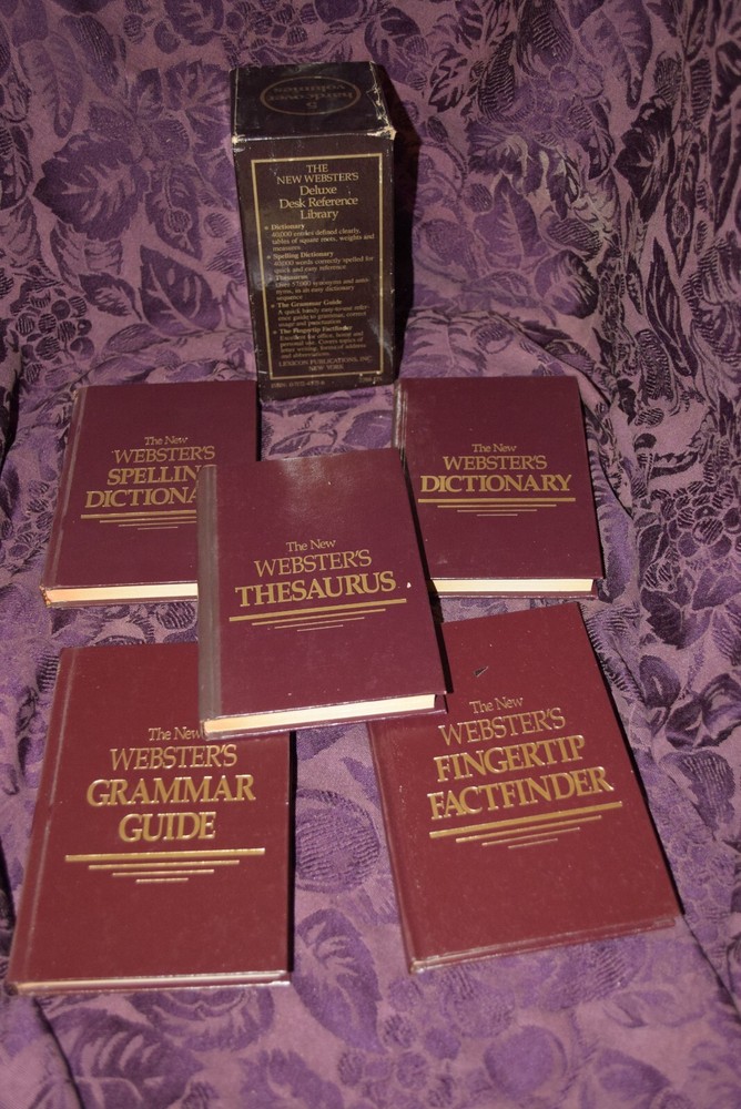 New Websters Deluxe Desk Reference Library Set 5 Vintage Books Dictionary NICE!
