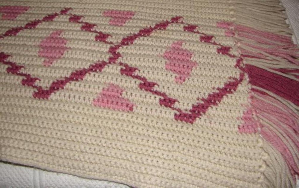 Multi-Colored South West design Handcrafted Crochet Afghan Throw Blanket