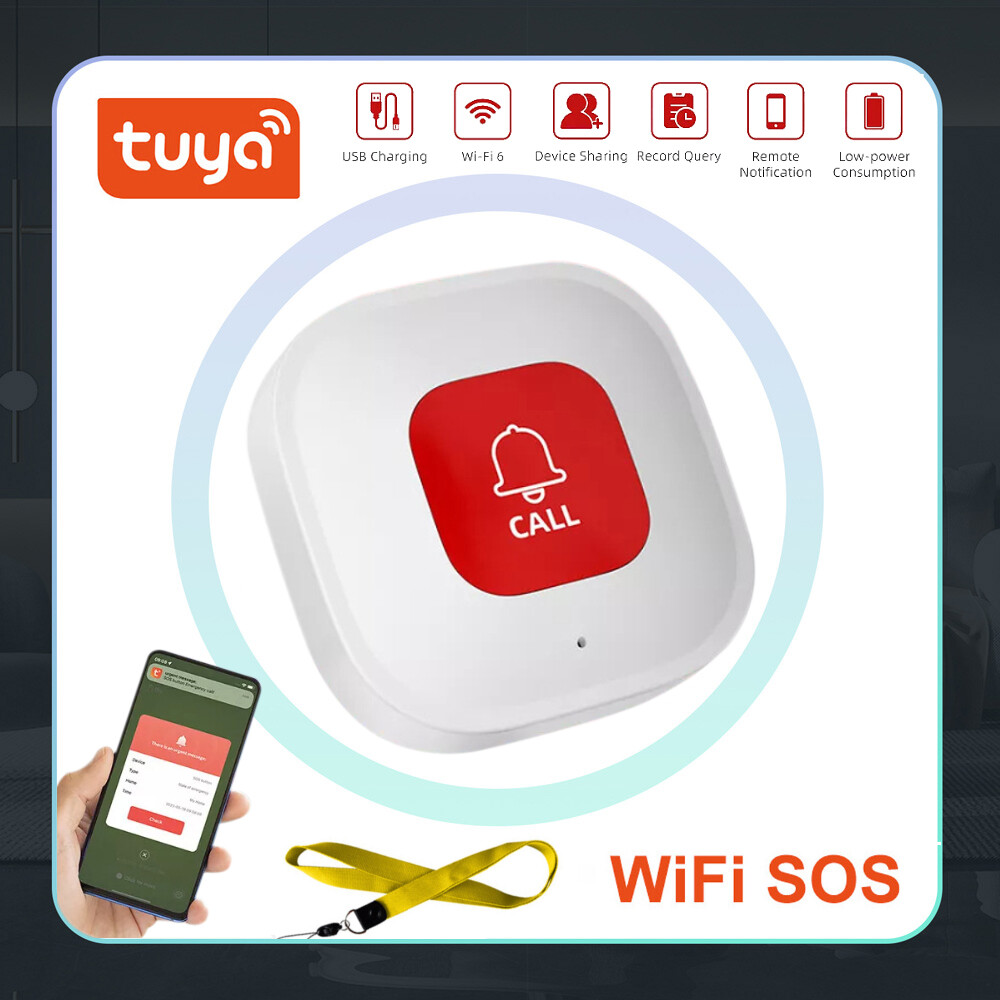 Tuya Smart WiFi SOS Button Wireless Emergency Call Button APP for Elderly Home
