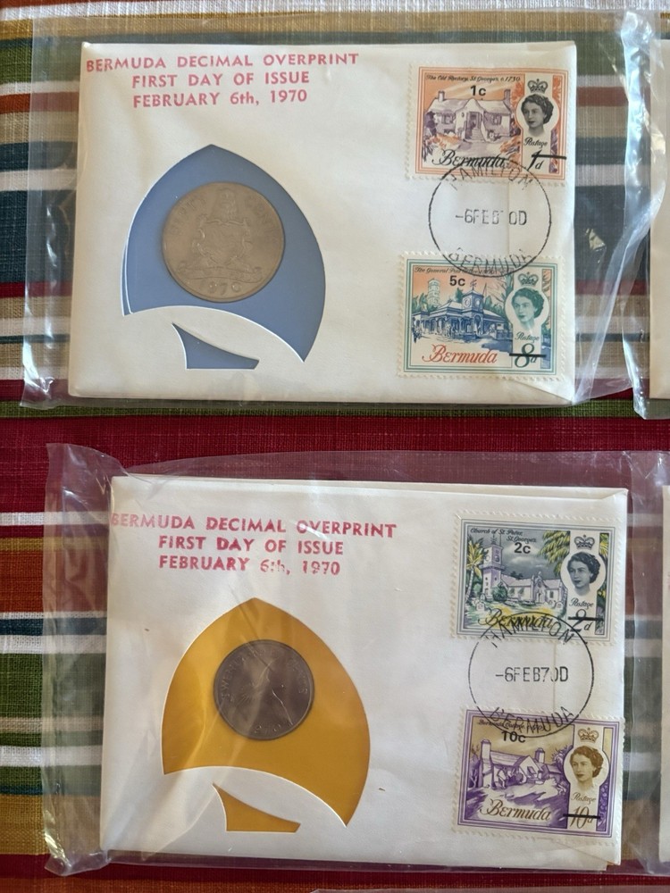 1970 FIRST DAY FIRST ISSUED BERMUDA COINS