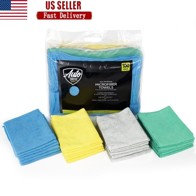 100 Microfiber Cleaning Towels Super Absorbent Reusable Lint Free Multi Surface
