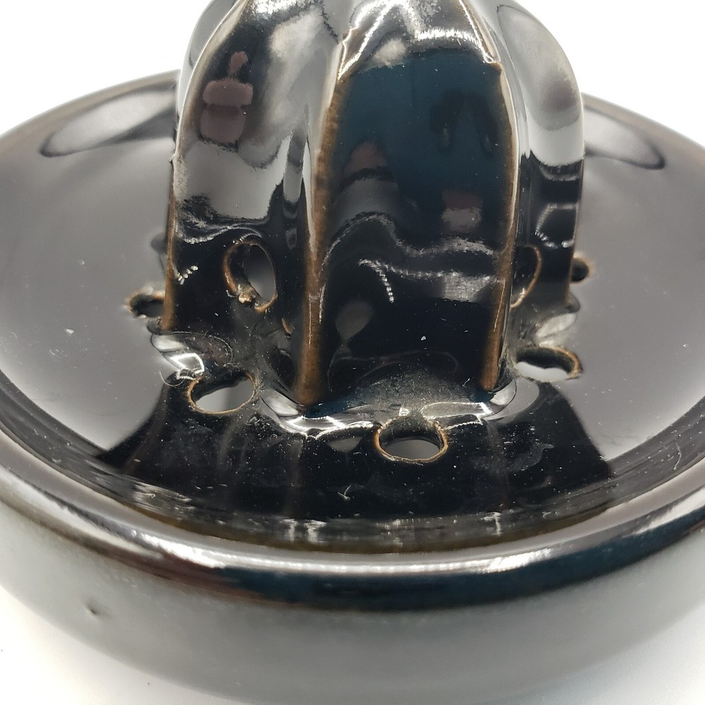 Redware Reamer Black Glaze Pottery Small Juicer Lemon