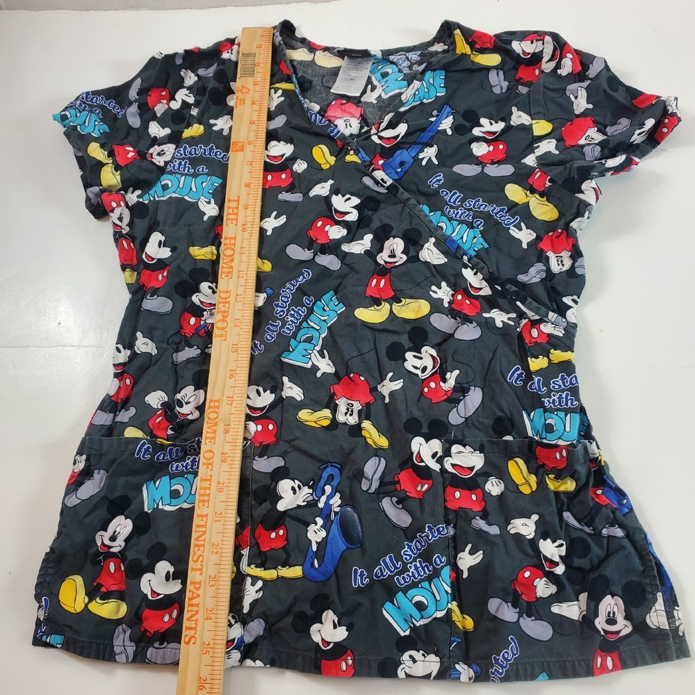 Disney Scrub top Mouse It All Started with A Mouse Medium Gray