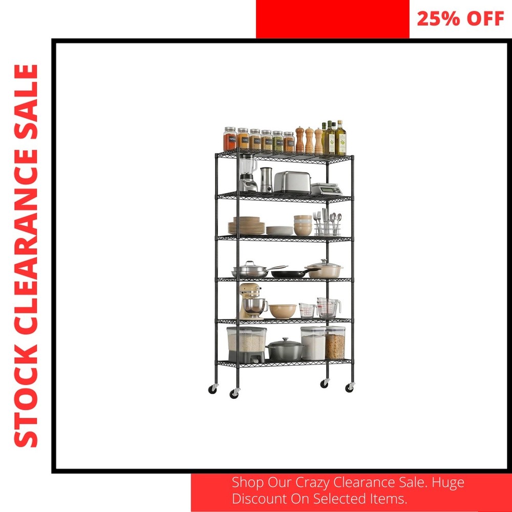 Industrial Wire Shelf 6 Tier Heavy Duty Storage Rack