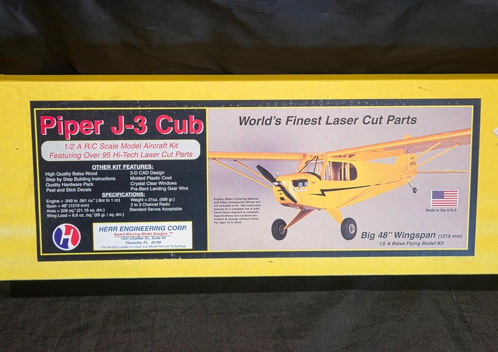 Herr Engineering Piper J-3 Cub 1/2 A Balsa R/C Scale Model Aircraft Kit