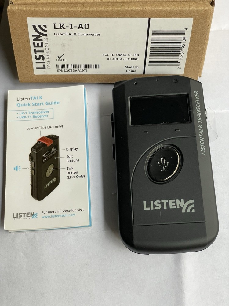 Listen Technologies ListenTALK LK-1-A0 Transceiver Black
