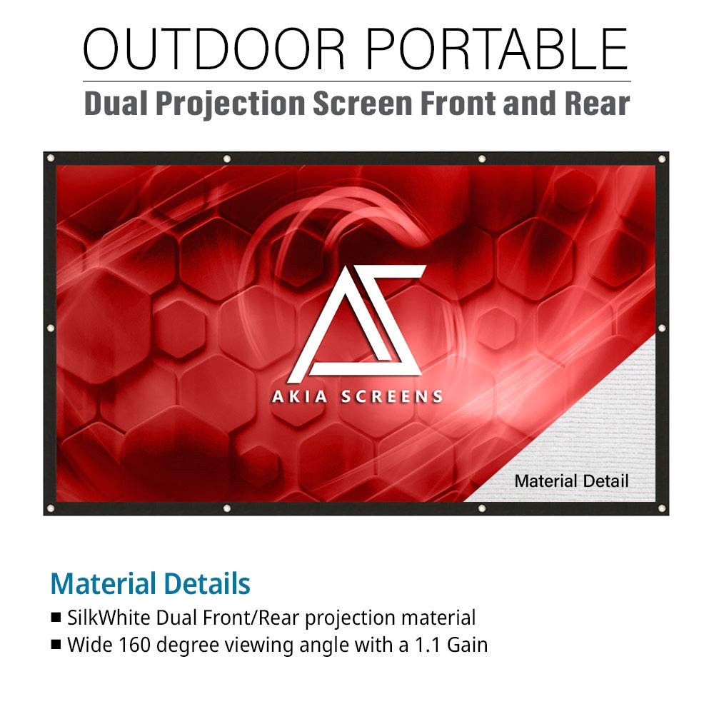 120" Dual Projection Projector Screen, 16:9 Front & Rear, Portable Foldable A...