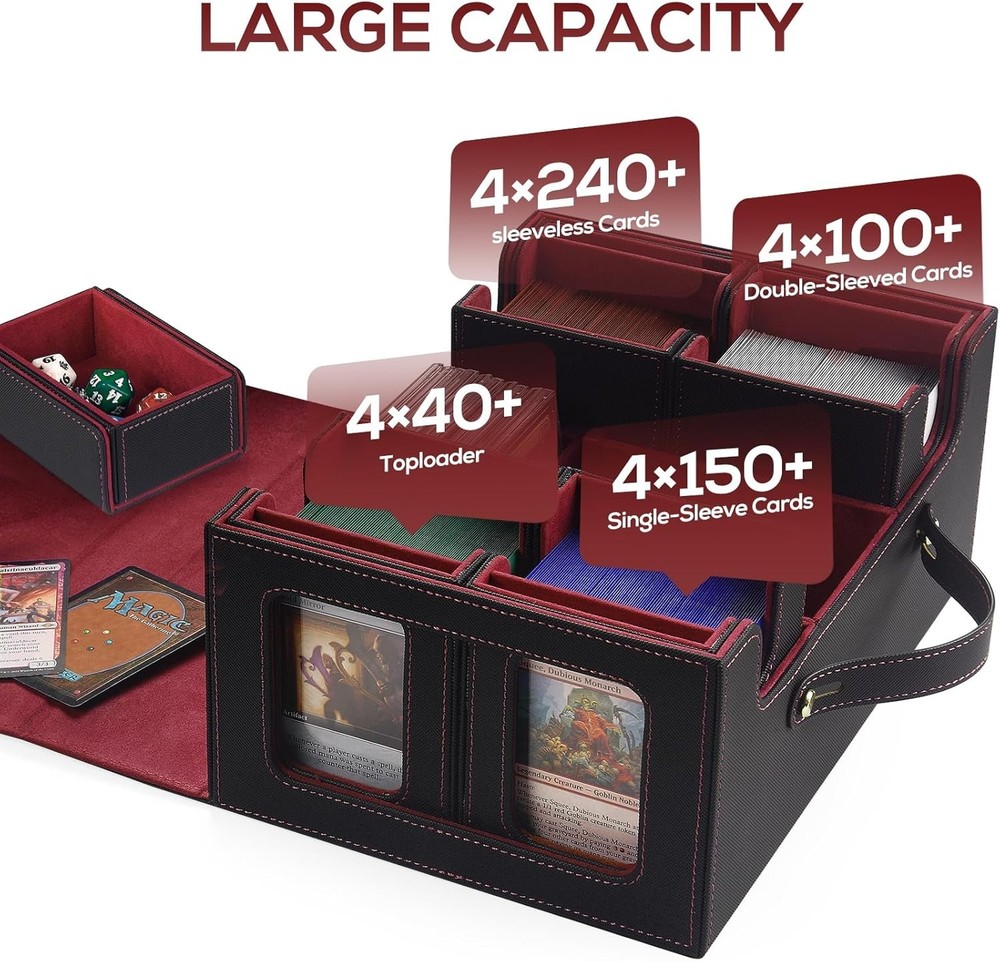MTG Commander Deck Box - Magnetic Closure & 600+ Card Capacity Storage Case