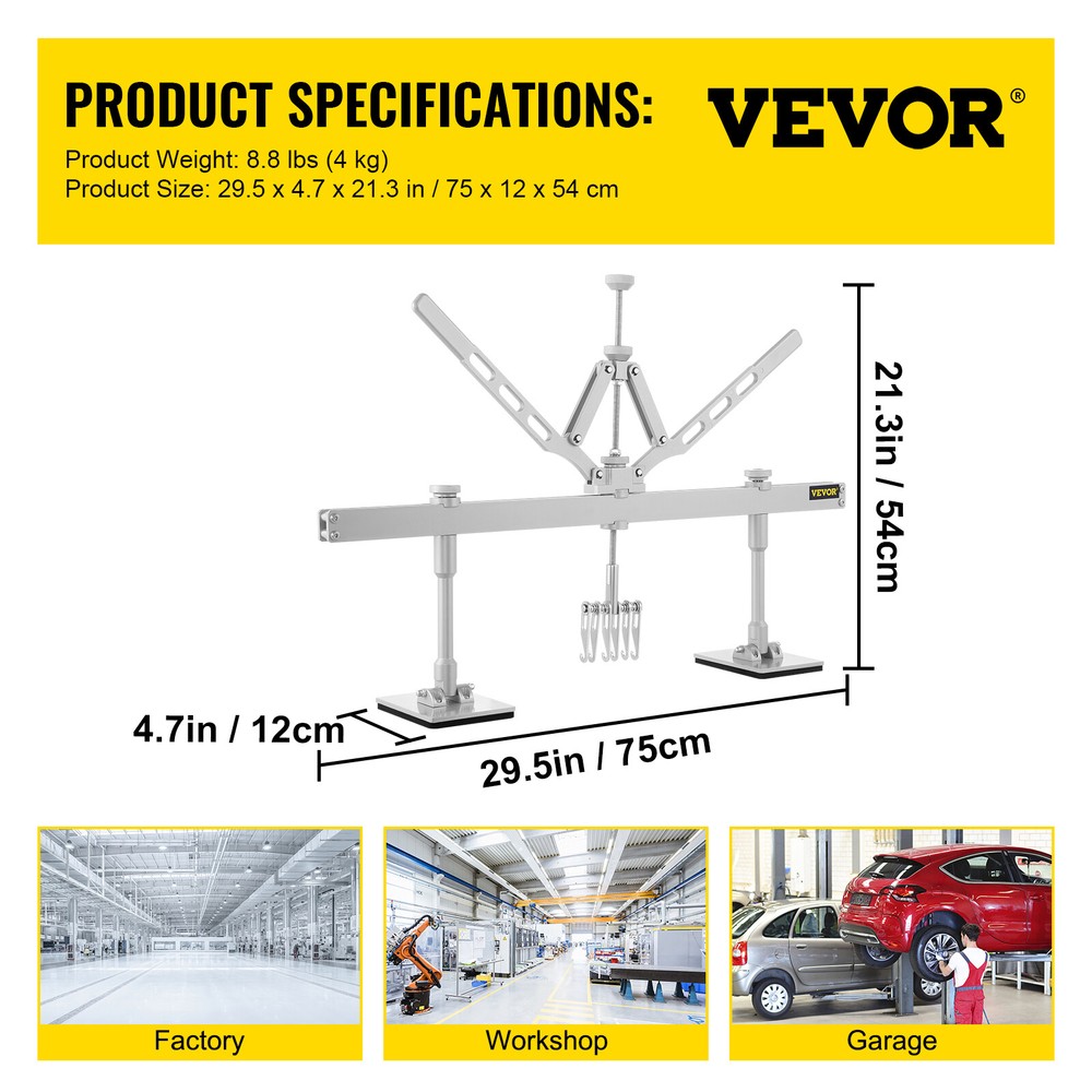 VEVOR 750mm Dent Pull Lever Bar Kit Demount Puller Rings Spot Puller Tool