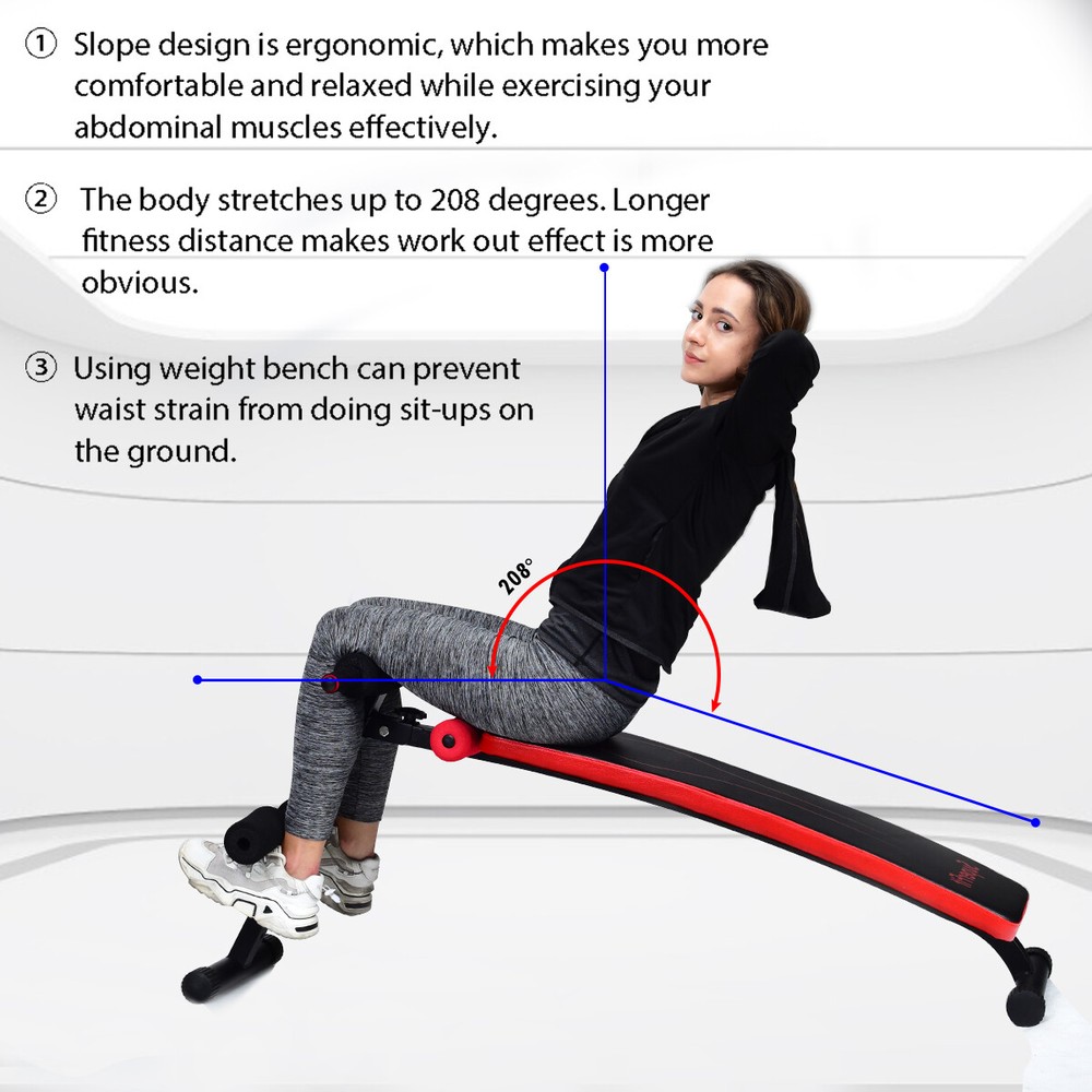 SuperFit Folding Weight Bench Adjustable Sit-up Board Workout Slant Bench Red
