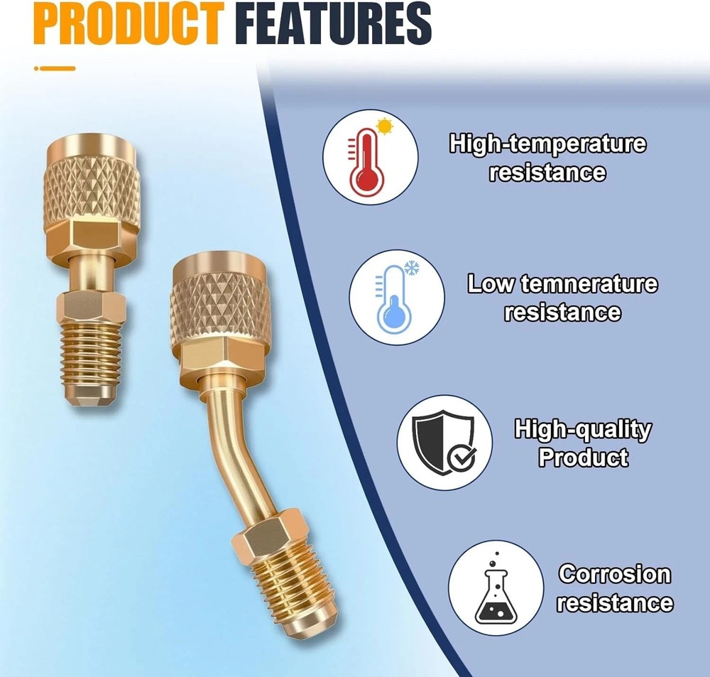 Straight Adapter & Angled Adapter, R410A Adapter Mini Split Adapter 5/16" Female