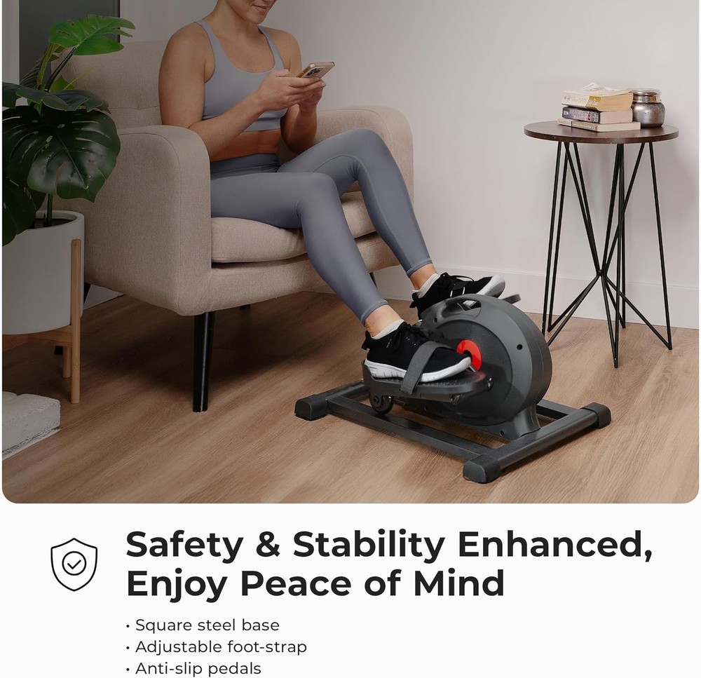 Sit and Pedal Mini Elliptical - Bluetooth Enabled, Adjustable, Safe for Seniors
