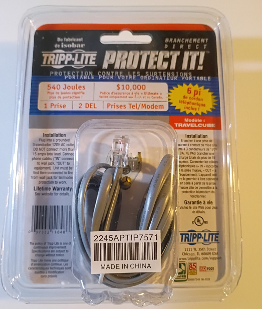 Tripp Lite Protect It surge protector notebook computer 540 Joules new
