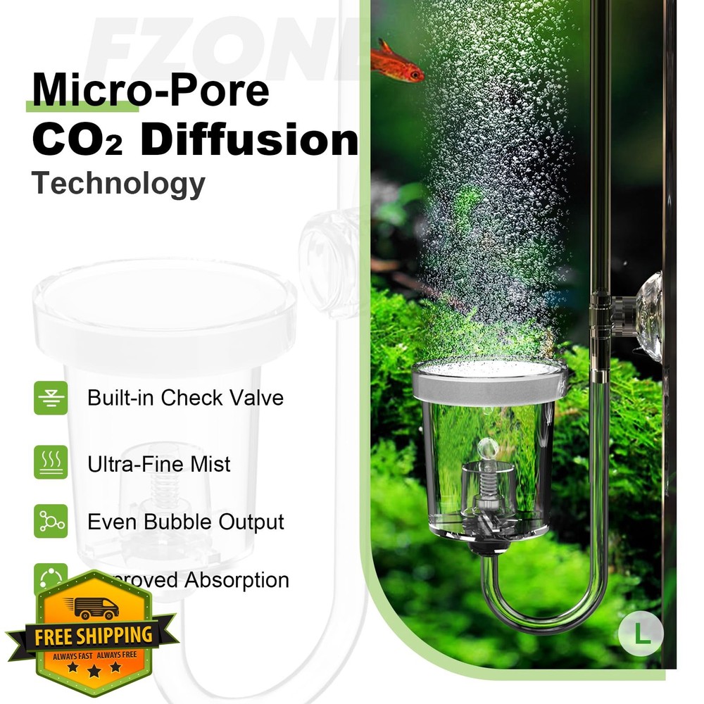 FZONE CO₂ Diffuser Aquarium S 19mm Check Valve Bubble Counter