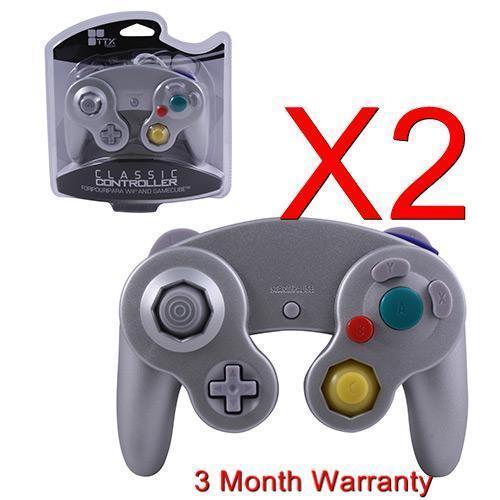 2X CONTROLLER FOR NINTENDO GAMECUBE GC & WII SILVER NEW