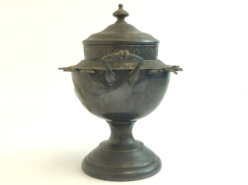 Antique Old Silverplate Etched Spoon Demitasse Condiment Container Jar