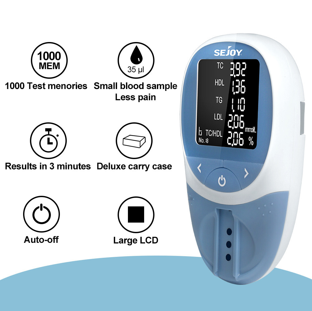 5-in-1 Blood Lipid Analyzer for Total Cholesterol TC with 10 Test Strips Kit