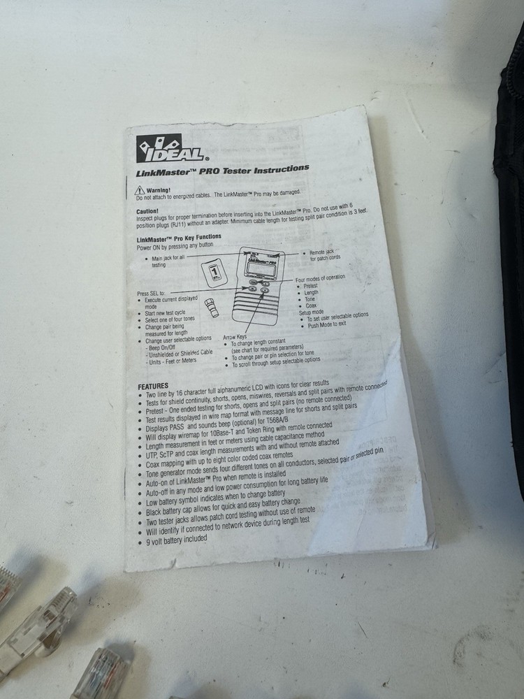 IDEAL LinkMaster PRO Cable Tester Kit with remotes 1-8 and cables