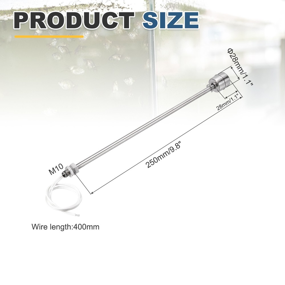 Float Switch 250mm Rod 0.2A Vertical Single Float for Pump/Alarm 1 Pcs