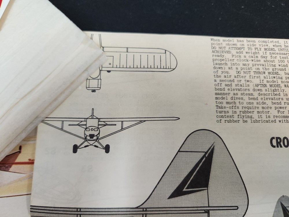 Vintage Sterling Balsa model plane Piper Super Cub kit A7 span 18"