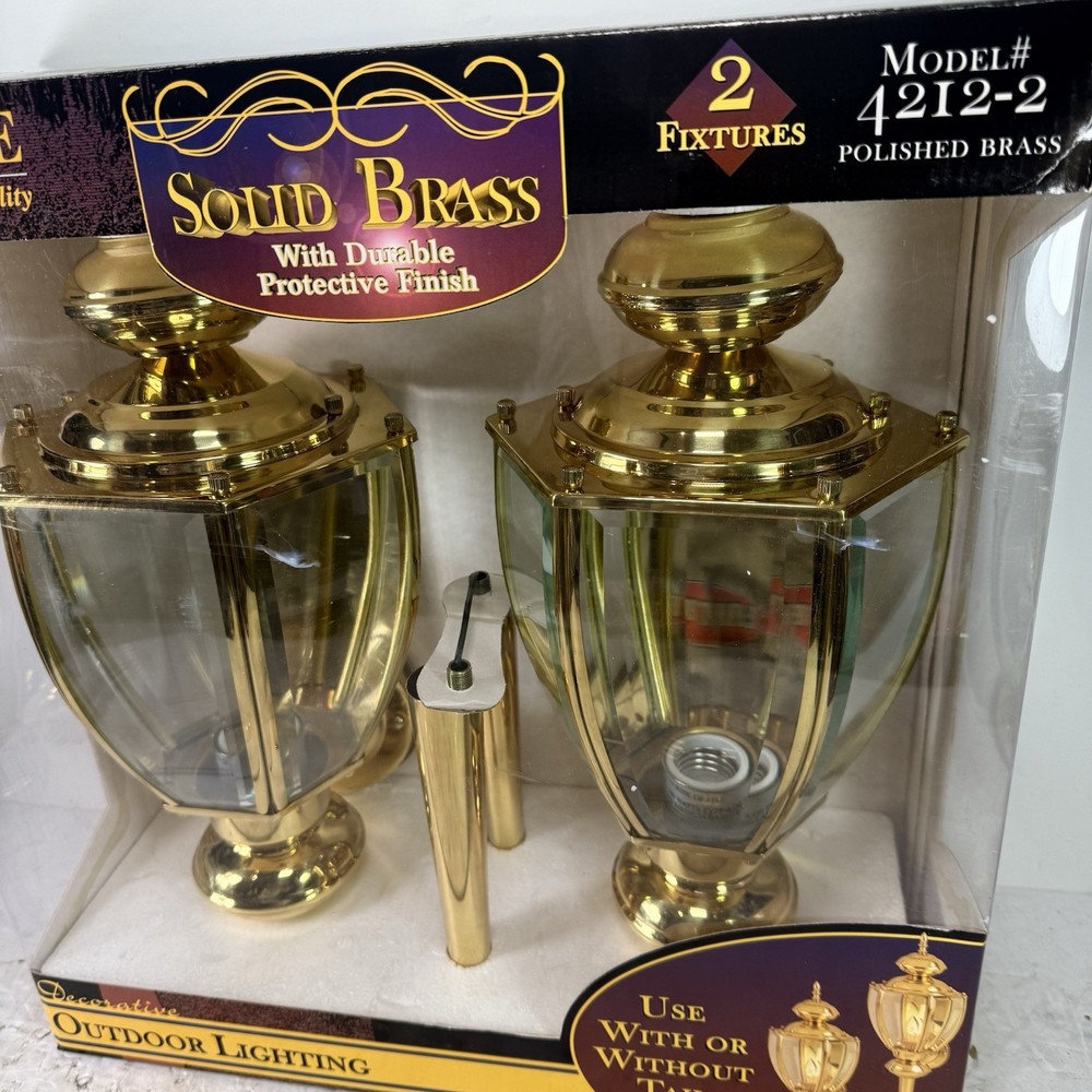 Vintage 1998 Prime Solid Brass Outdoor Lighting 2 Fixture Pack #4212-2 NOS!