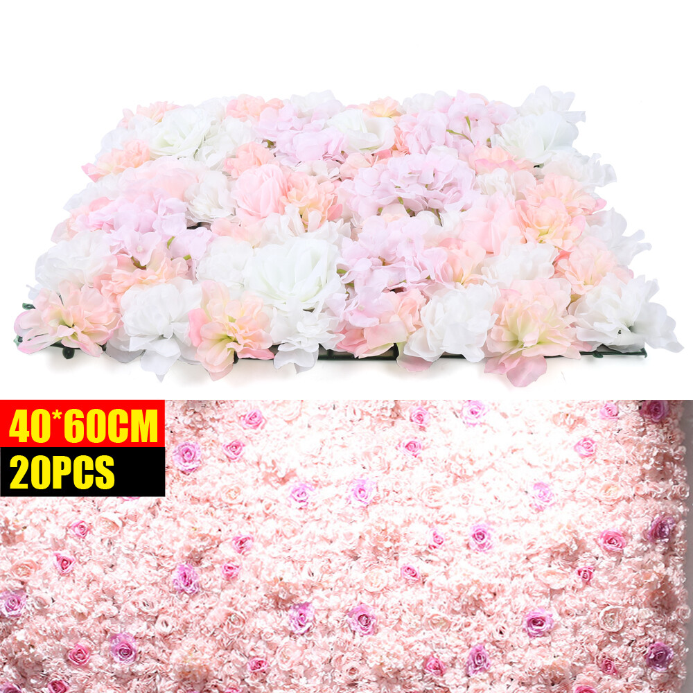 For Wedding Background Decor 20pcs Artificial Silk Flower Wall Board 60x40cm
